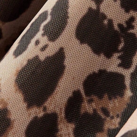 Brown Elegant Women's Leopard Print Digital Pattern Sexy Long maxi Dress - Picture 9 of 9